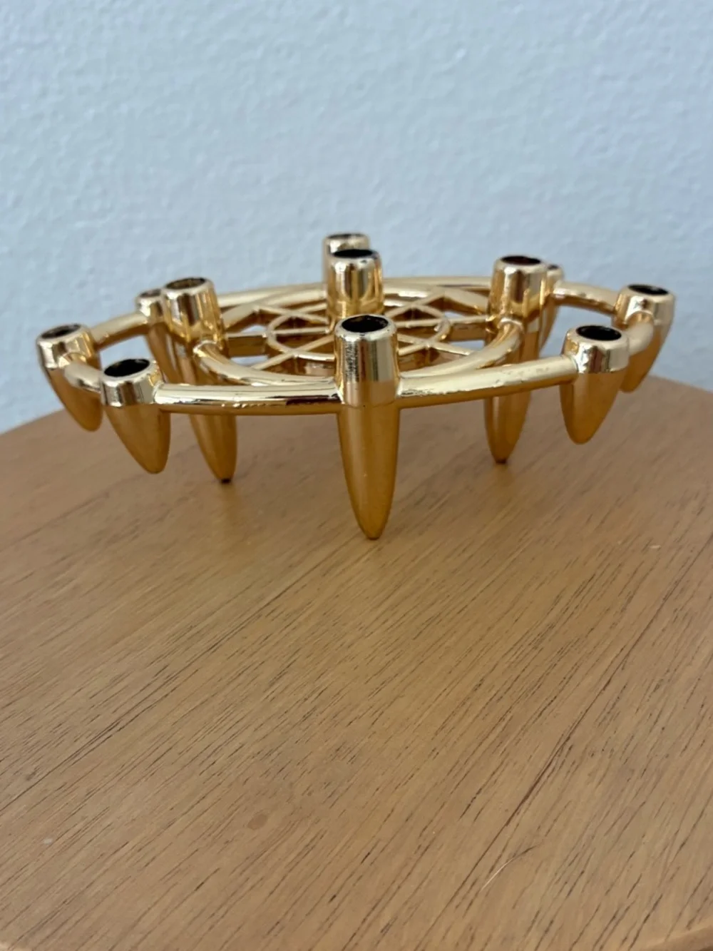 Vintage MCM Gold Atomic Tiny Taper Candle Holder Candelabra